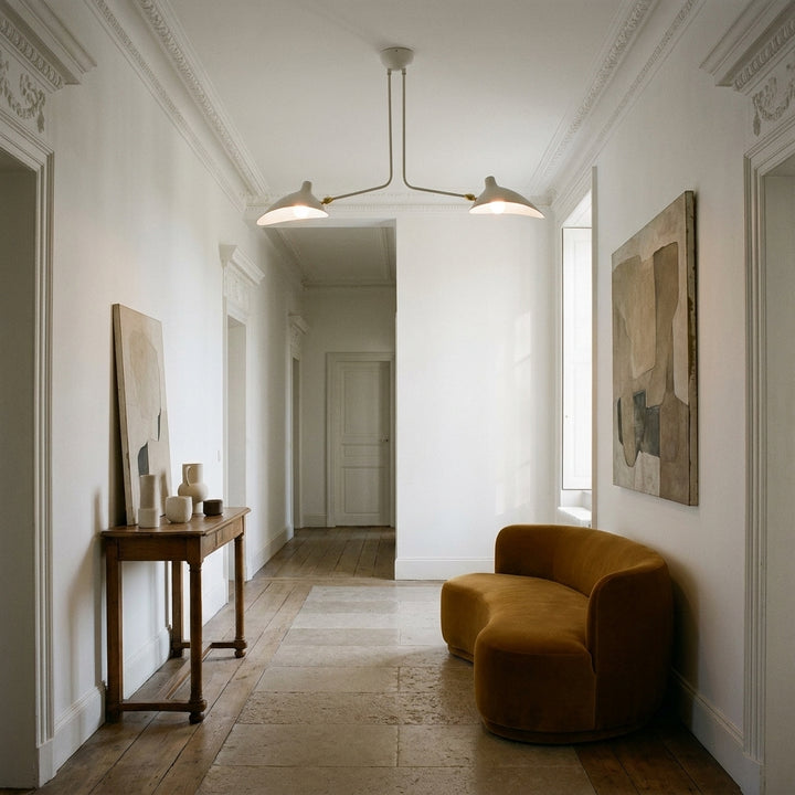 Mid Century Mouille Two Arm Ceiling Lamp