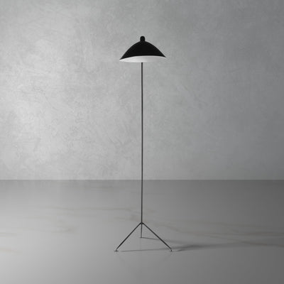 Mouille One Arm Standing Floor Lamp-France & Son-LBF022BLK-Floor LampsBlack-1-France and Son