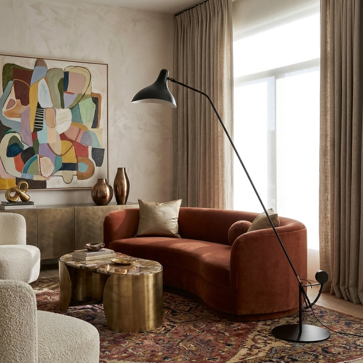 Mantis Adjustable Floor Lamp - Black with Round Base