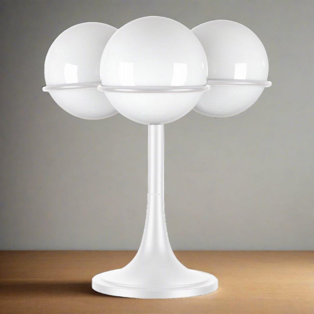 Sarfatti Table Lamp with Three Globes-France & Son-LBT1163WHT-Table LampsWhite-1-France and Son