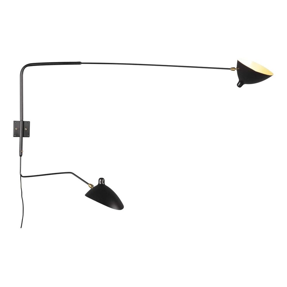 MSC-R2C Rotating Wall Sconce - Two Arm-France & Son-LBW030BLKD-Wall LightingBlack-5-France and Son