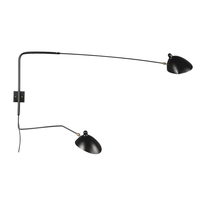 MSC-R2C Rotating Wall Sconce - Two Arm-France & Son-LBW030BLKD-Wall LightingBlack-1-France and Son
