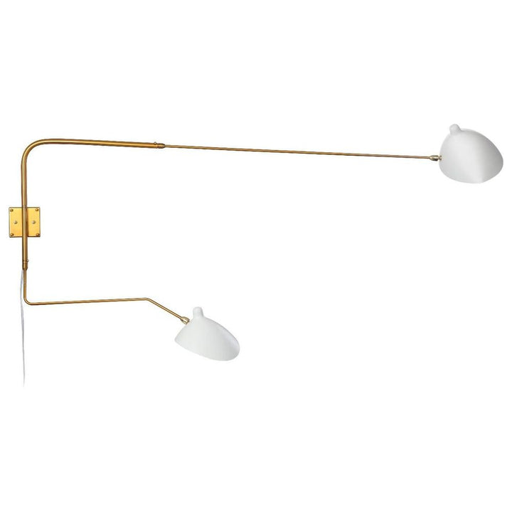 MSC-R2C Rotating Wall Sconce - Two Arm-France & Son-LBW030BRSWHTD-Wall LightingWhite/Brass-2-France and Son