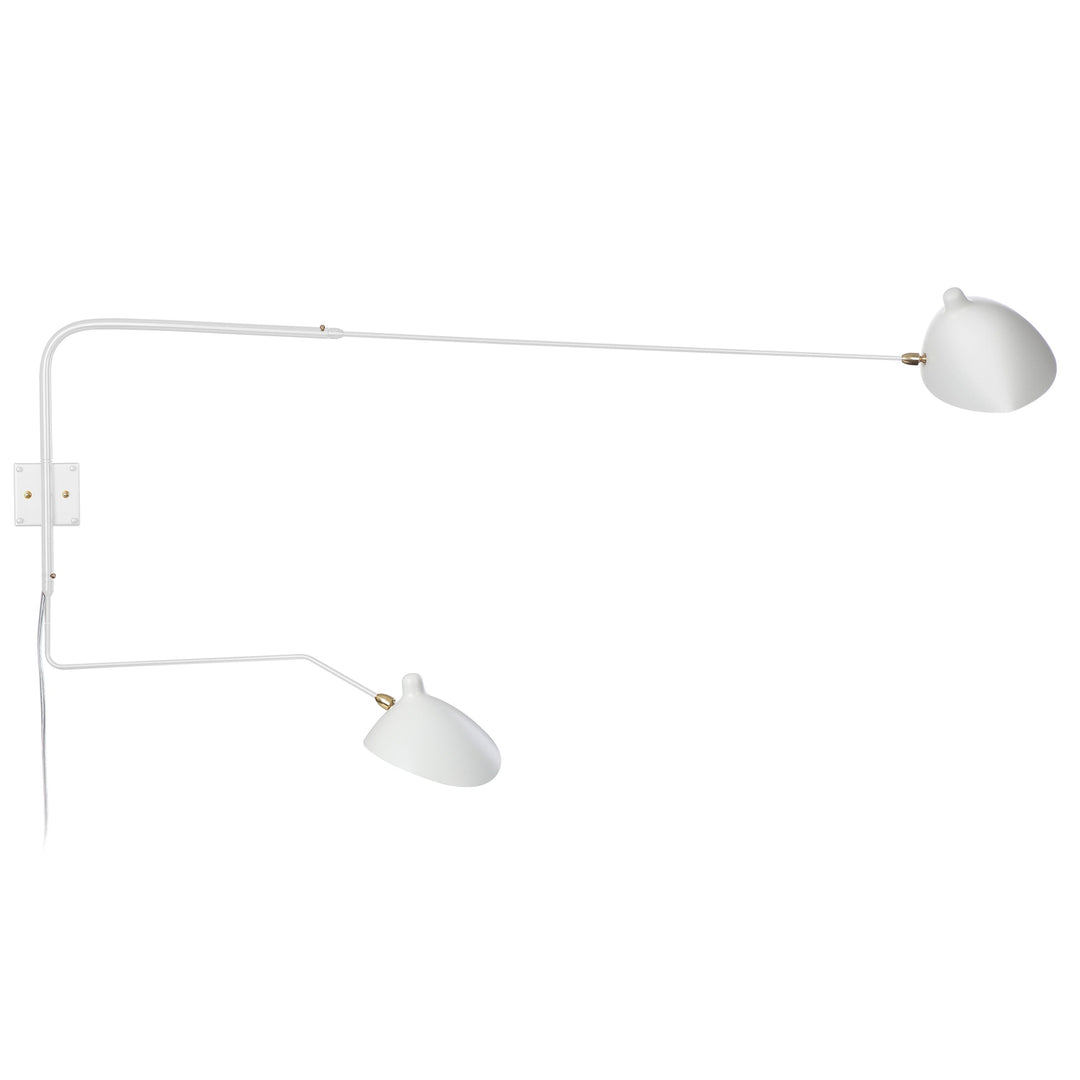 Serge Two Arm Rotating Wall Sconce - One Curved One Straight-France & Son-LBW030WHTD-Wall LightingWhite-6-France and Son