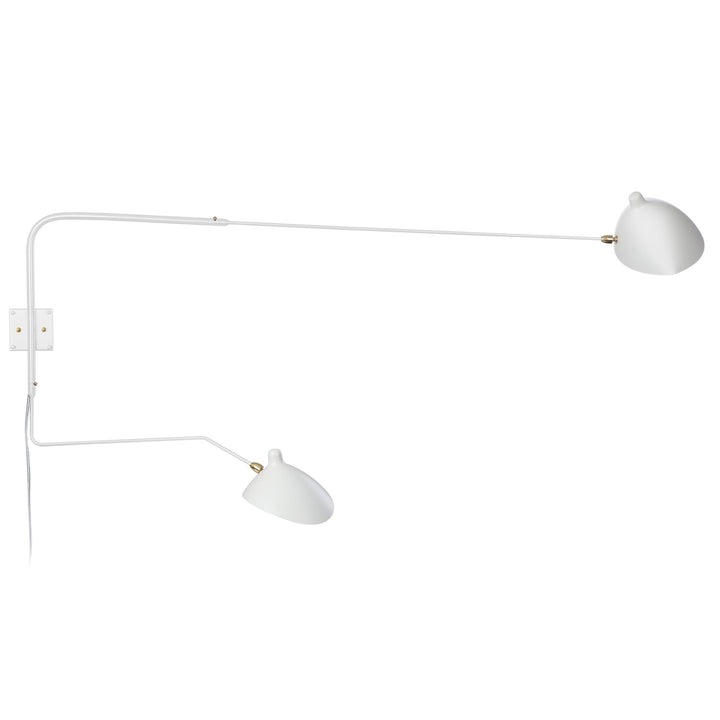 Serge Two Arm Rotating Wall Sconce - One Curved One Straight-France & Son-LBW030WHTD-Wall LightingWhite-6-France and Son
