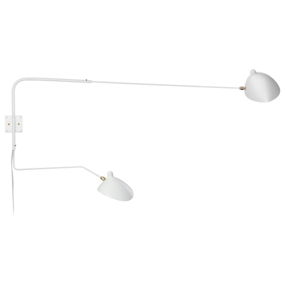 Serge Two Arm Rotating Wall Sconce - One Curved One Straight-France & Son-LBW030WHTD-Wall LightingWhite-6-France and Son