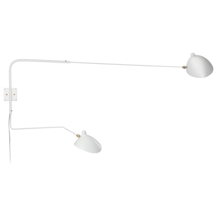 Serge Two Arm Rotating Wall Sconce - One Curved One Straight-France & Son-LBW030WHTD-Wall LightingWhite-6-France and Son