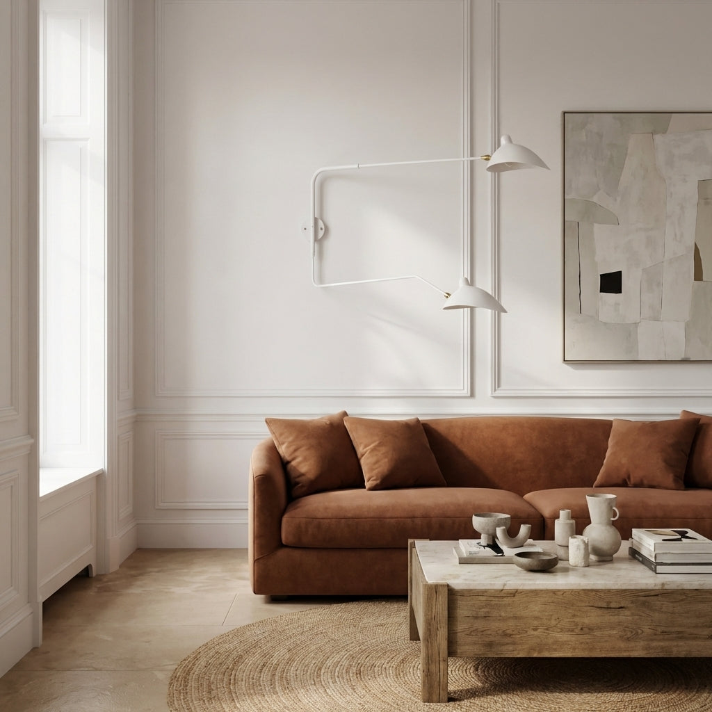 Mouille Two Arm Rotating Wall Sconce - White