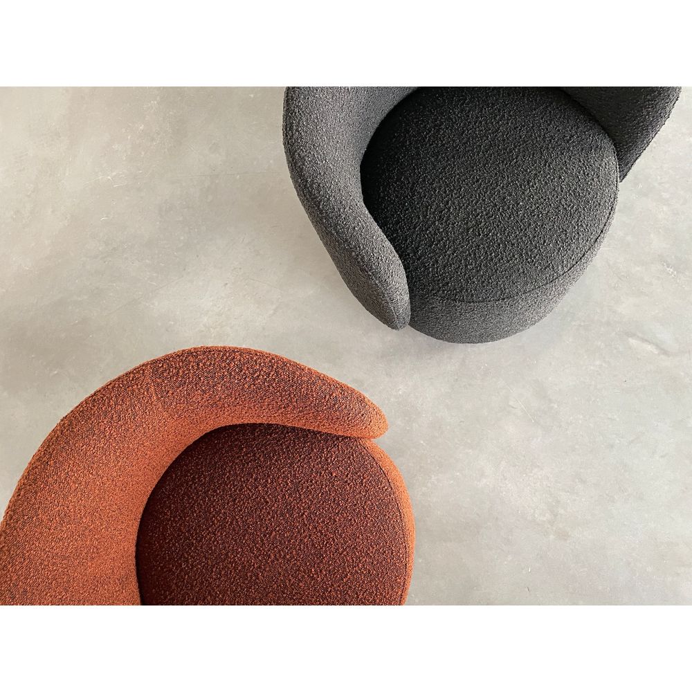 Lounge Chairs Biarritz Swivel Lounge Chair Rust Boucle Fabric