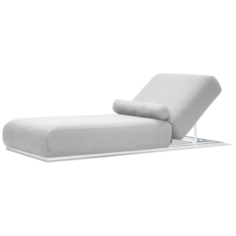 Outdoor Chaise & Sun Loungers Bondi Lounger Chair Silver Grey Sunbrella Fabric White Aluminum Frame