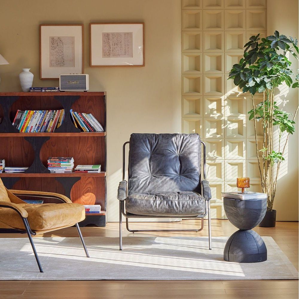 Lounge Chairs Breuer Lounge Chair Antique Raven Black Leather Brushed Vintage Iron