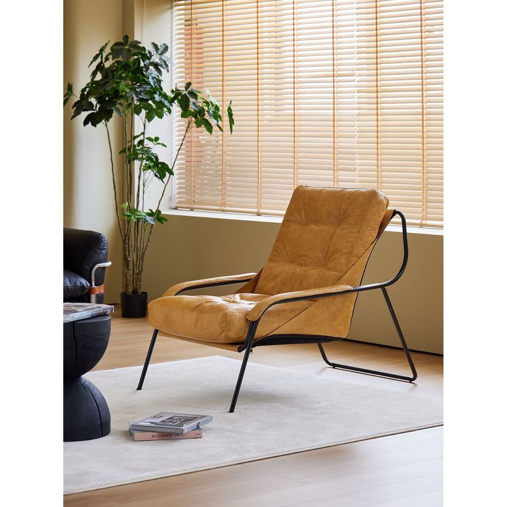 Lounge Chairs Breuer Lounge Chair Antique Rum Leather Charcoal Iron Powder Coated Legs