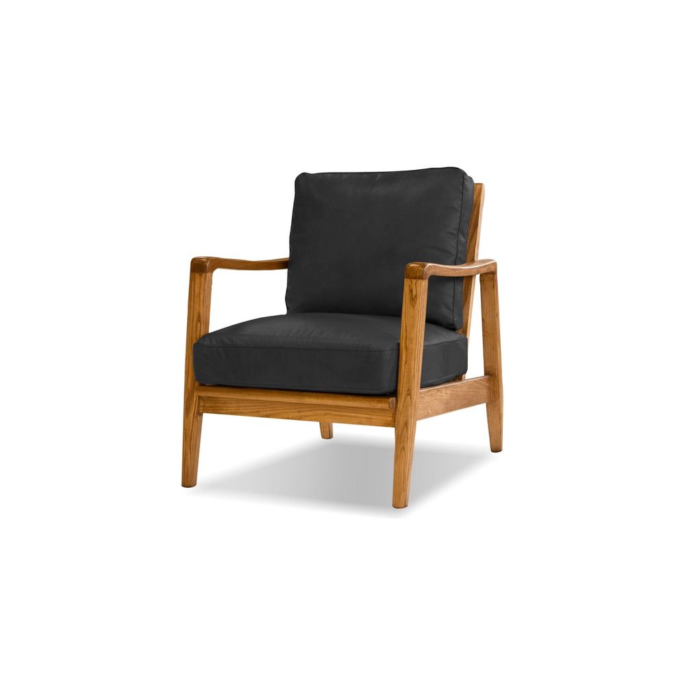 Lounge Chairs Craftsman Lounge Chair Black Leather Natural Ash Wood Frame