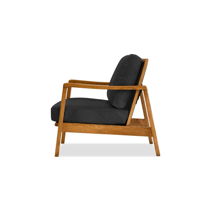 Lounge Chairs Craftsman Lounge Chair Black Leather Natural Ash Wood Frame