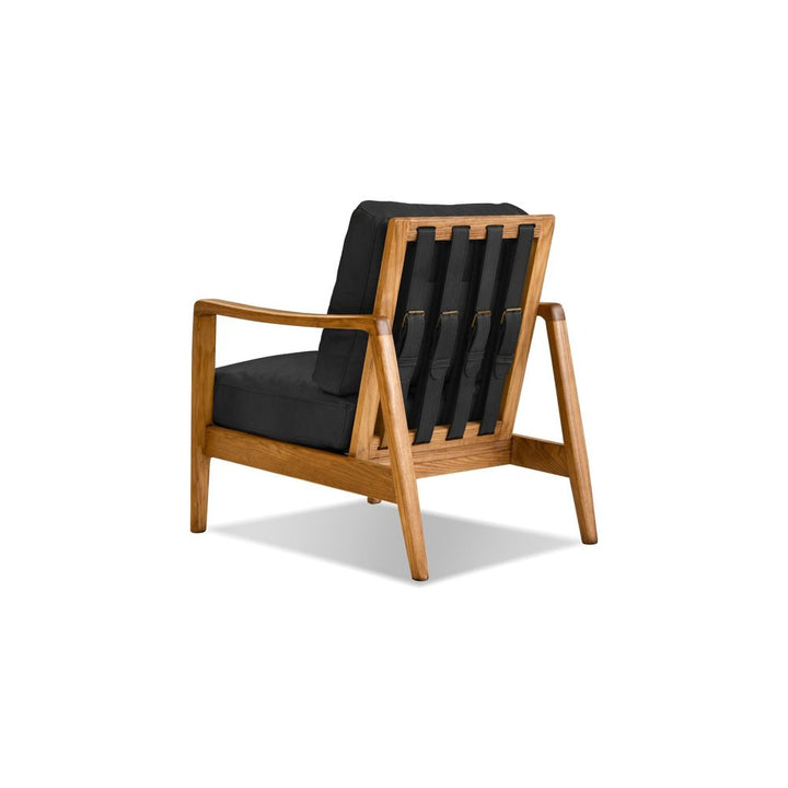 Craftsman Lounge Chair Black Leather Natural Ash Wood Frame