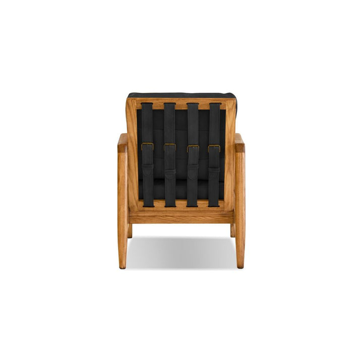 Craftsman Lounge Chair Black Leather Natural Ash Wood Frame