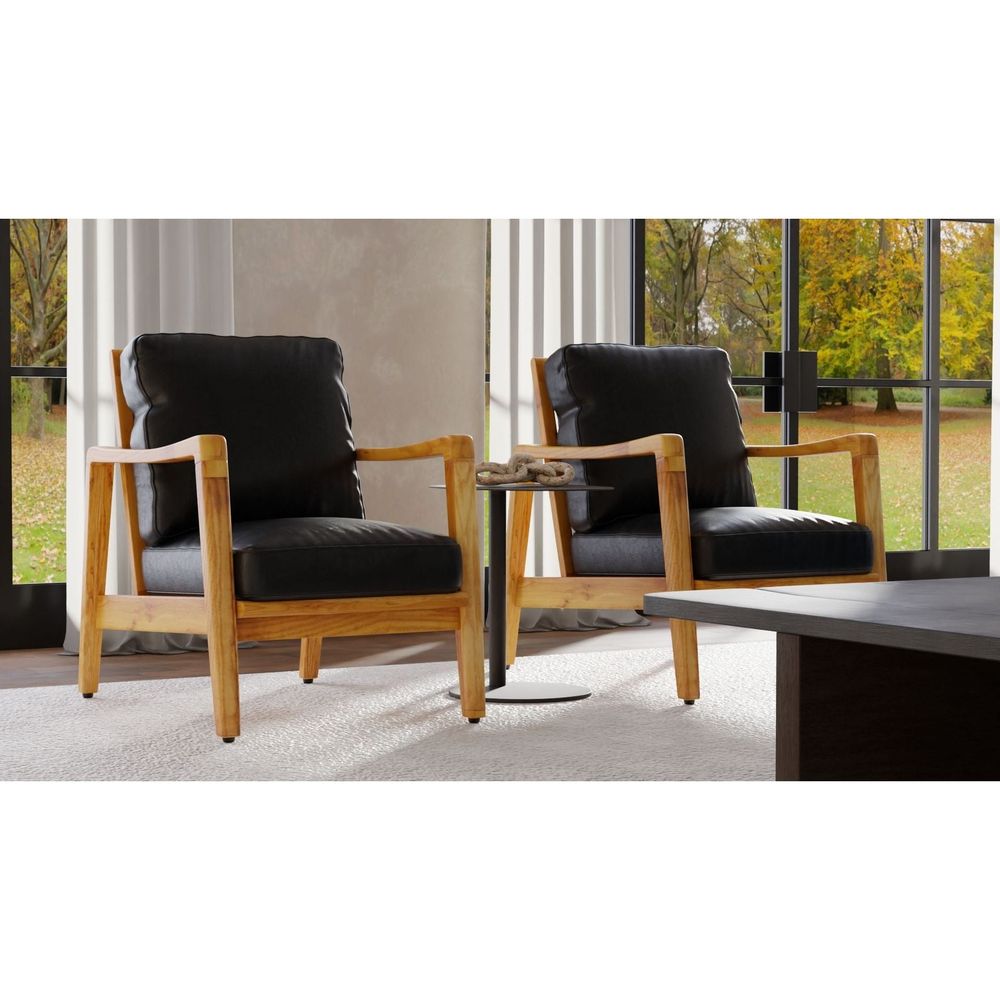 Lounge Chairs Craftsman Lounge Chair Black Leather Natural Ash Wood Frame