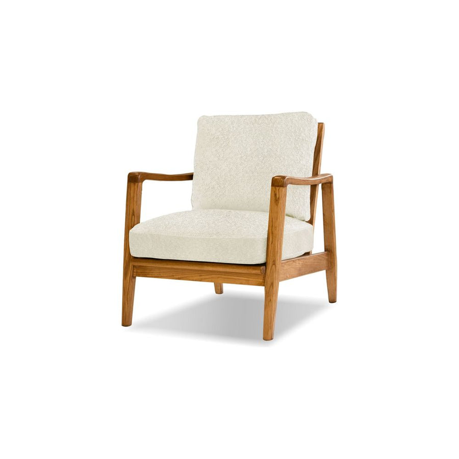 Lounge Chairs Craftsman Lounge Chair Cream Boucle Fabric Ash Wood Natural Frame