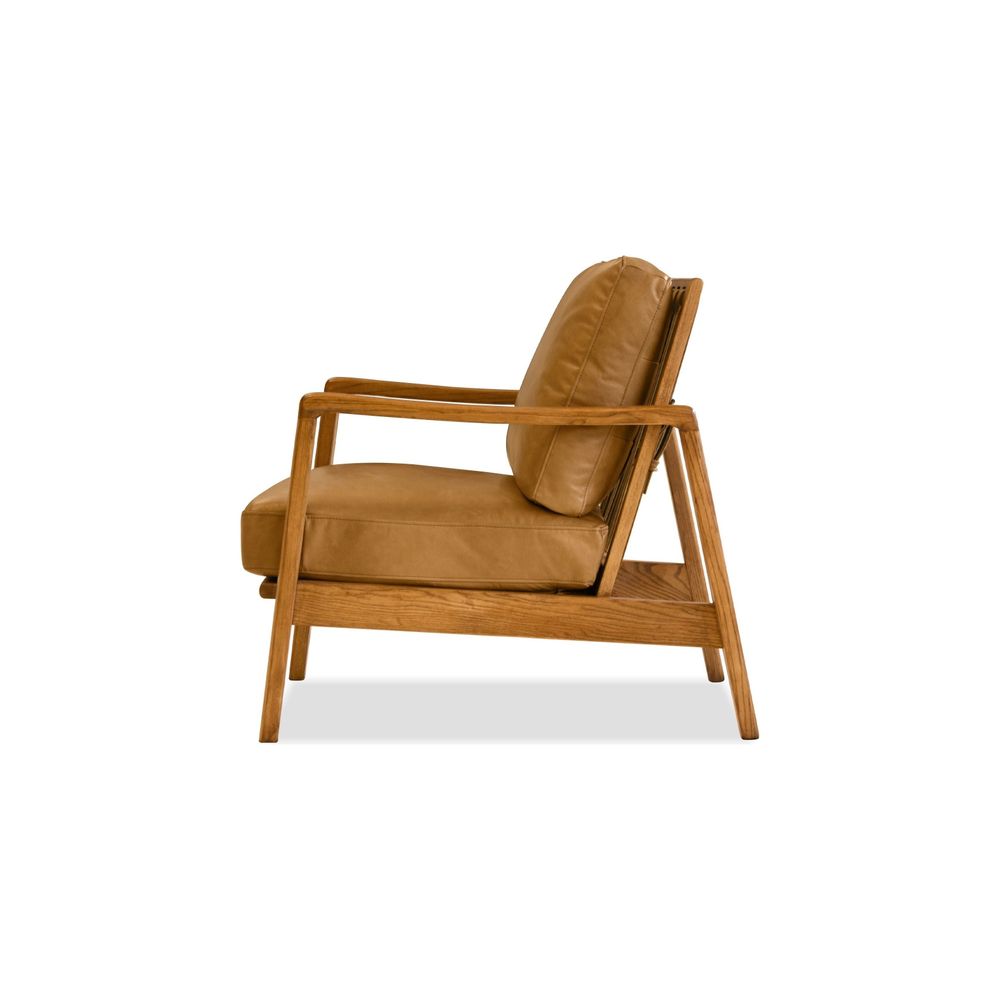 Lounge Chairs Craftsman Lounge Chair Tan Leather Natural Ash Wood Frame