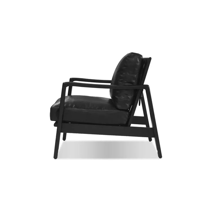 Craftsman Lounge Chair Black Leather Black Ash Wood Frame