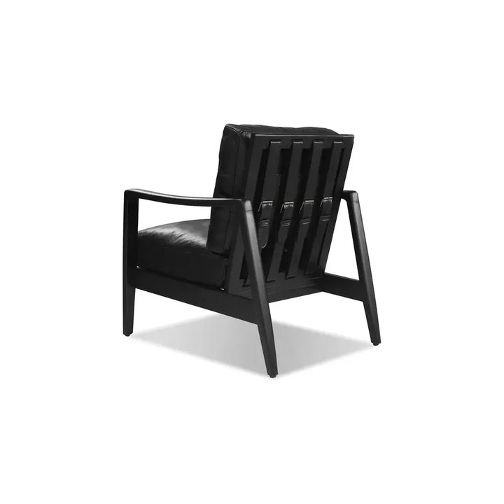 Craftsman Lounge Chair Black Leather Black Ash Wood Frame