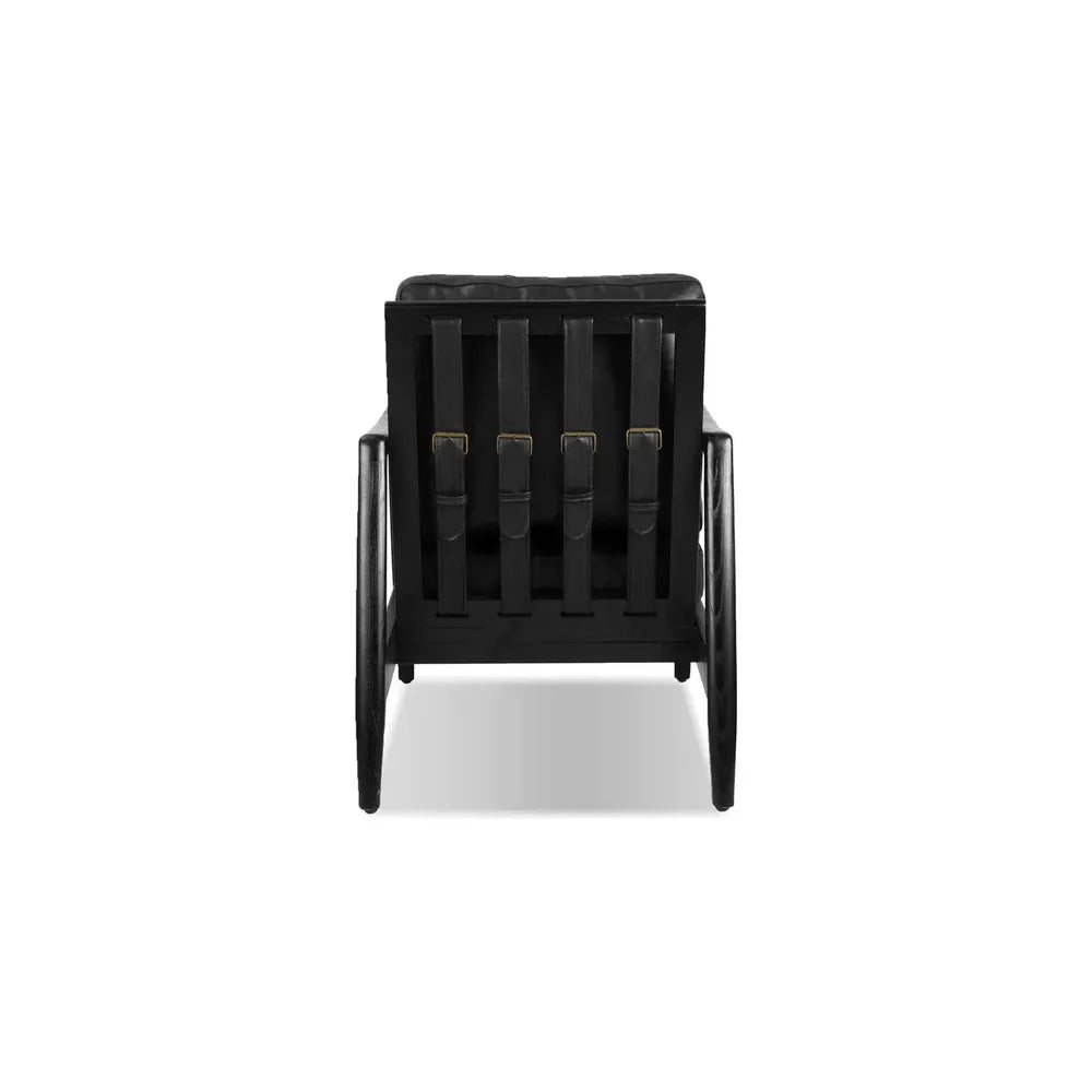 Craftsman Lounge Chair Black Leather Black Ash Wood Frame