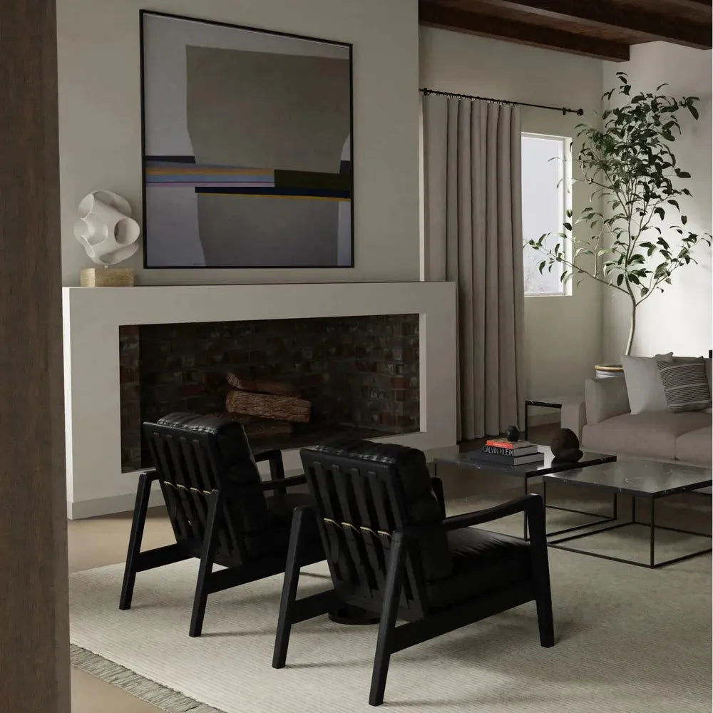 Lounge Chairs Craftsman Lounge Chair Black Leather Black Ash Wood Frame