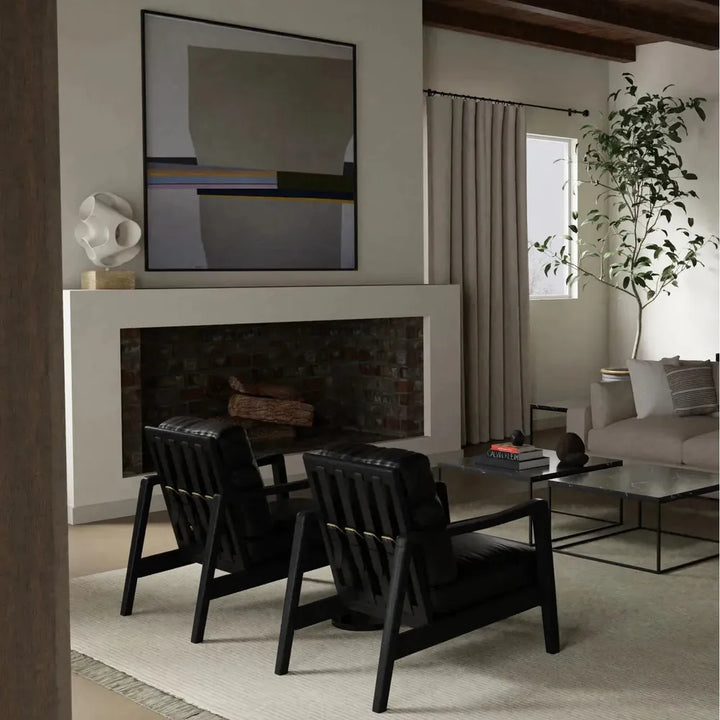 Lounge Chairs Craftsman Lounge Chair Black Leather Black Ash Wood Frame