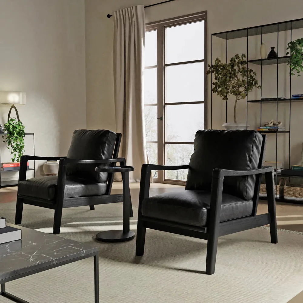 Lounge Chairs Craftsman Lounge Chair Black Leather Black Ash Wood Frame