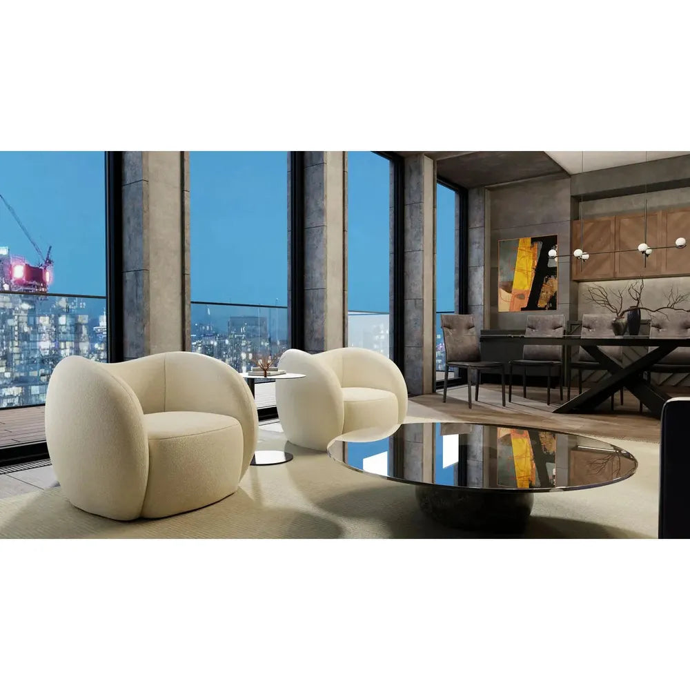 Lounge Chairs Dune Swivel Lounge Chair Cream Teddy Fabric