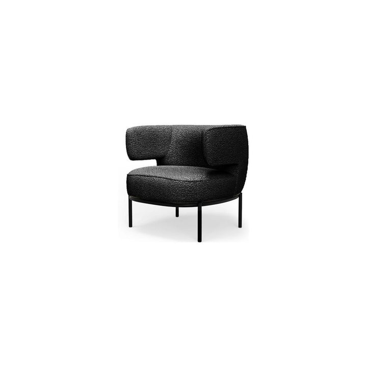 Lounge Chairs Finn Lounge Chair Licorice Boucle Fabric Black Powder Coated Steel Base