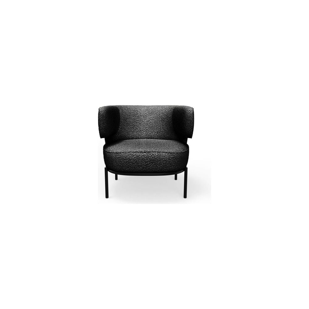 Lounge Chairs Finn Lounge Chair Licorice Boucle Fabric Black Powder Coated Steel Base