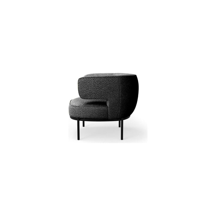 Lounge Chairs Finn Lounge Chair Licorice Boucle Fabric Black Powder Coated Steel Base