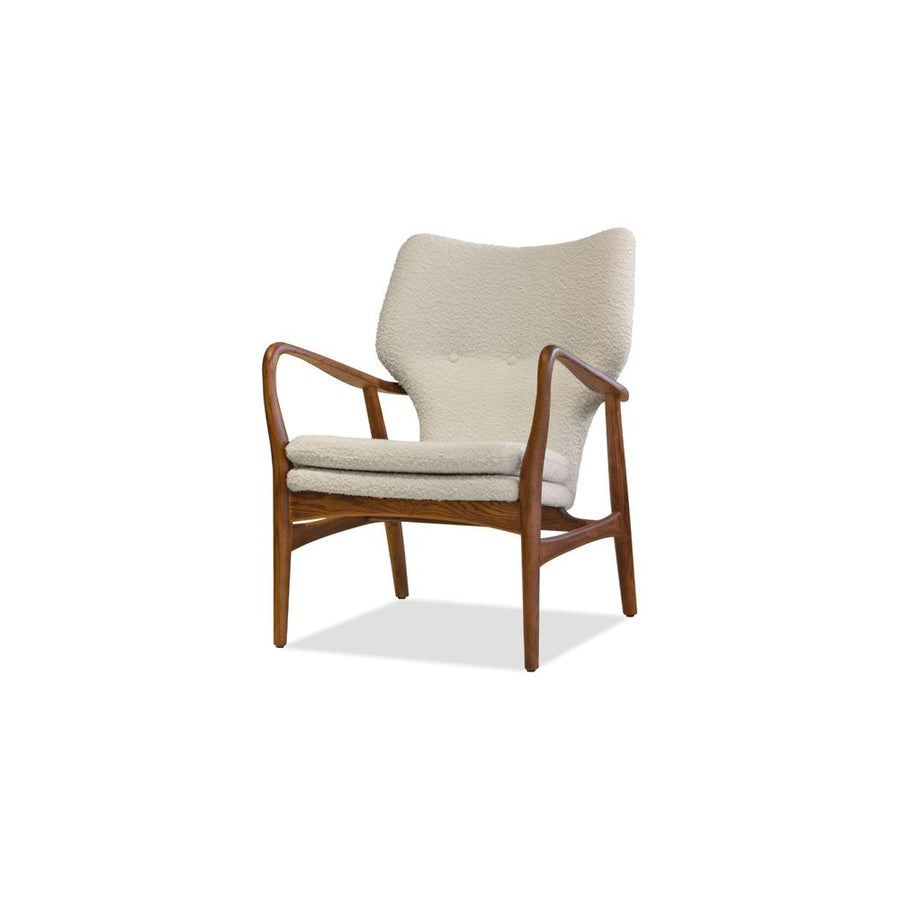 Lounge Chairs Ingrid Lounge Chair Cream Boucle Fabric Ash Frame In Walnut Finish