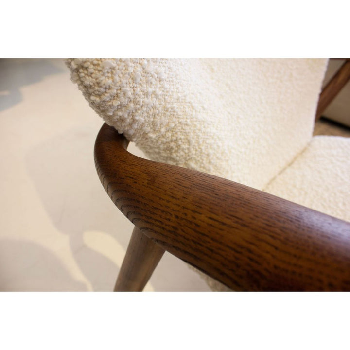 Lounge Chairs Ingrid Lounge Chair Cream Boucle Fabric Ash Frame In Walnut Finish