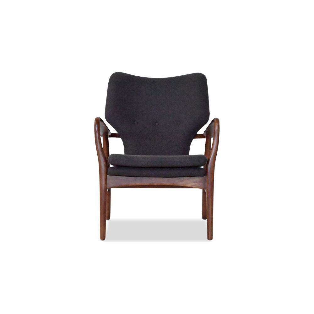 Lounge Chairs Ingrid Lounge Chair Grey Wool Fabric Ash Frame In Walnut Finish