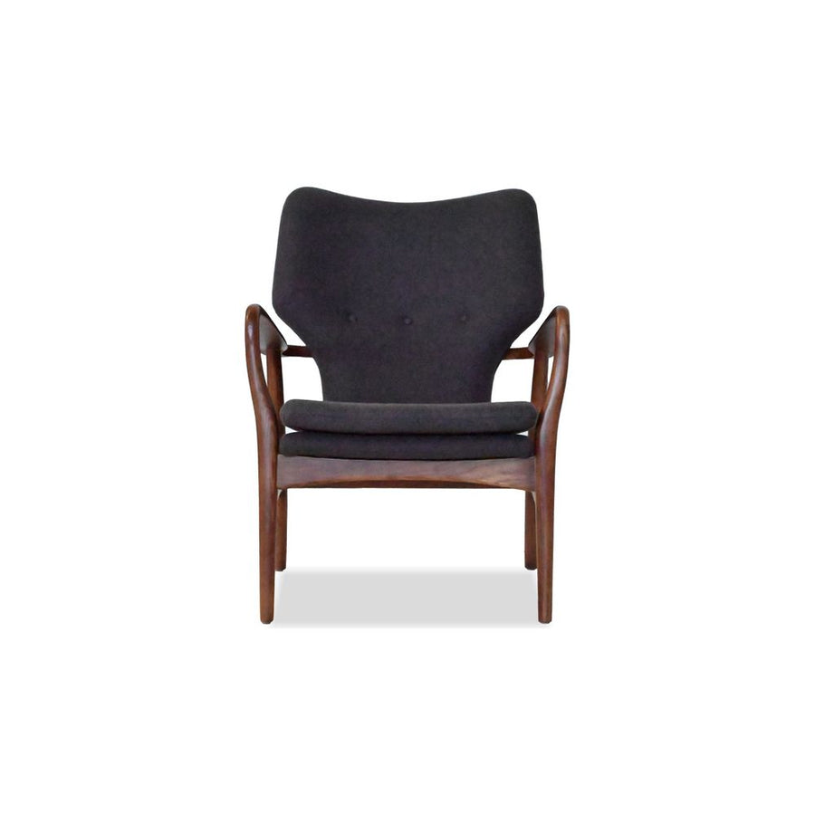 Lounge Chairs Ingrid Lounge Chair Grey Wool Fabric Ash Frame In Walnut Finish