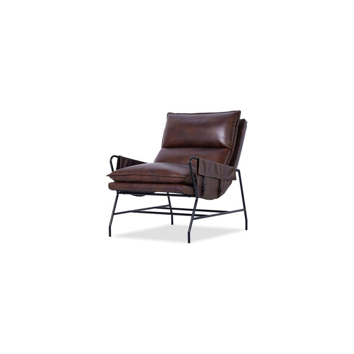 Lounge Chairs Meier Lounge Chair Mocha Brown Leather Black Powder Coated Legs