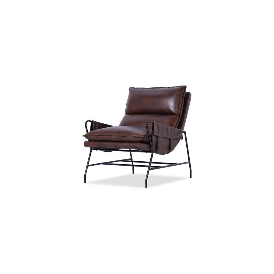 Lounge Chairs Meier Lounge Chair Mocha Brown Leather Black Powder Coated Legs