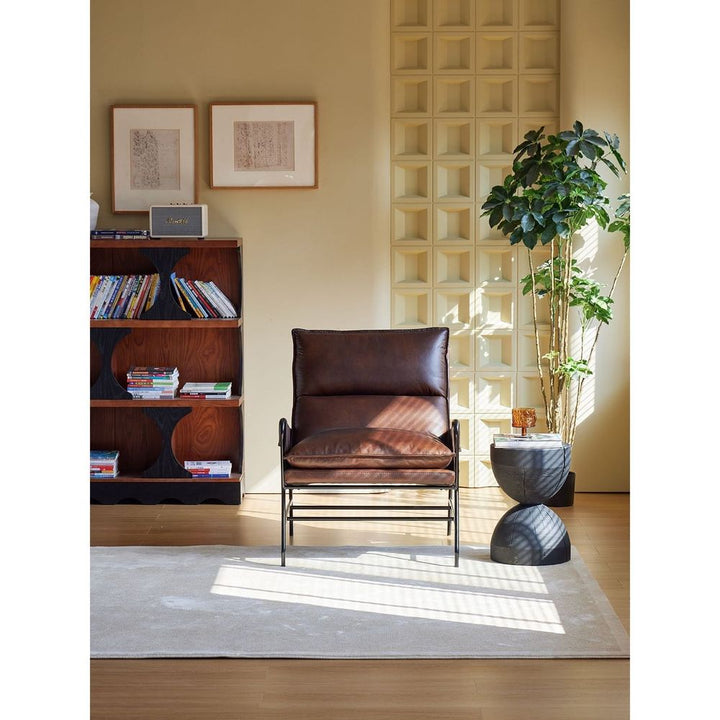Lounge Chairs Meier Lounge Chair Mocha Brown Leather Black Powder Coated Legs