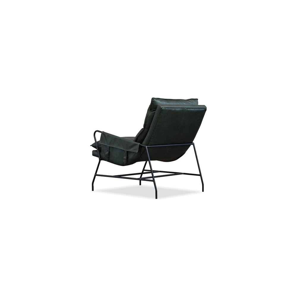 Lounge Chairs Meier Lounge Chair Moss Green Leather Charcoal Iron Powder Coated Legs