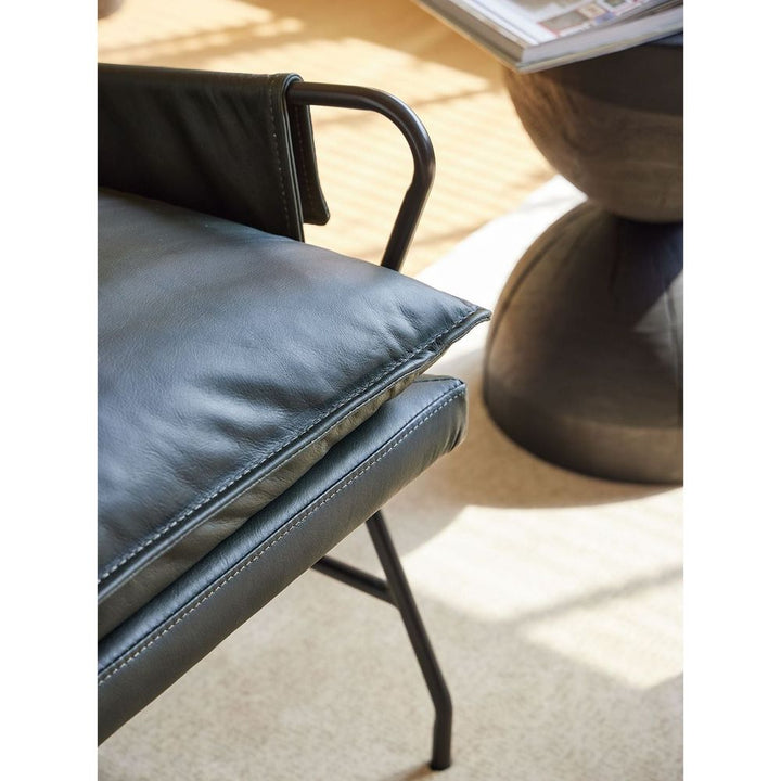 Lounge Chairs Meier Lounge Chair Moss Green Leather Charcoal Iron Powder Coated Legs
