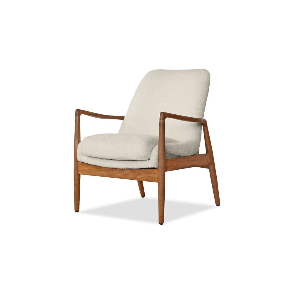 Lounge Chairs Reynolds Lounge Chair Cream Boucle Fabric Natural Ash Wood Frame