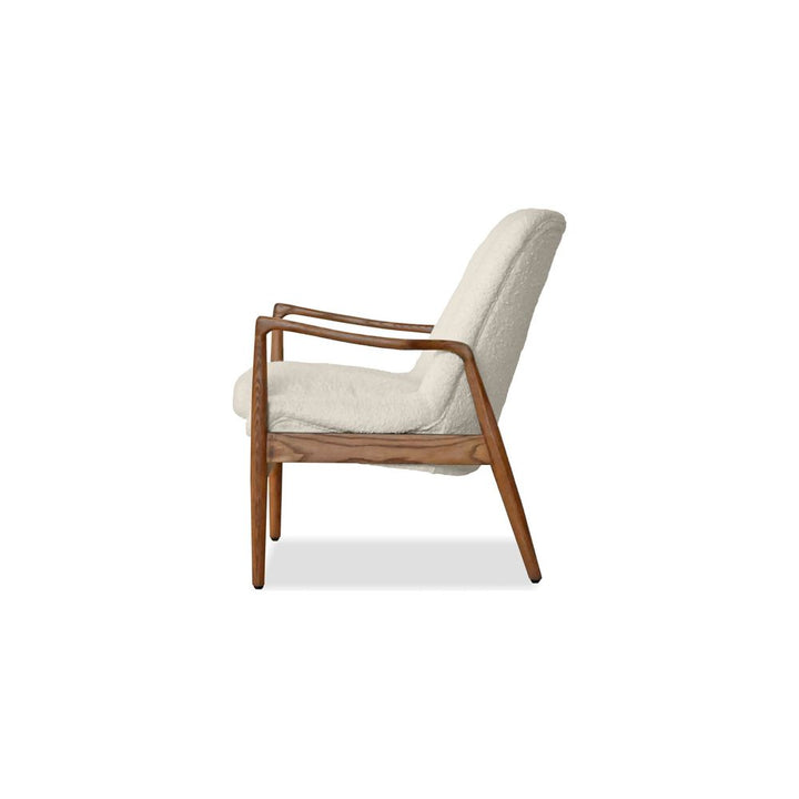 Lounge Chairs Reynolds Lounge Chair Cream Boucle Fabric Natural Ash Wood Frame