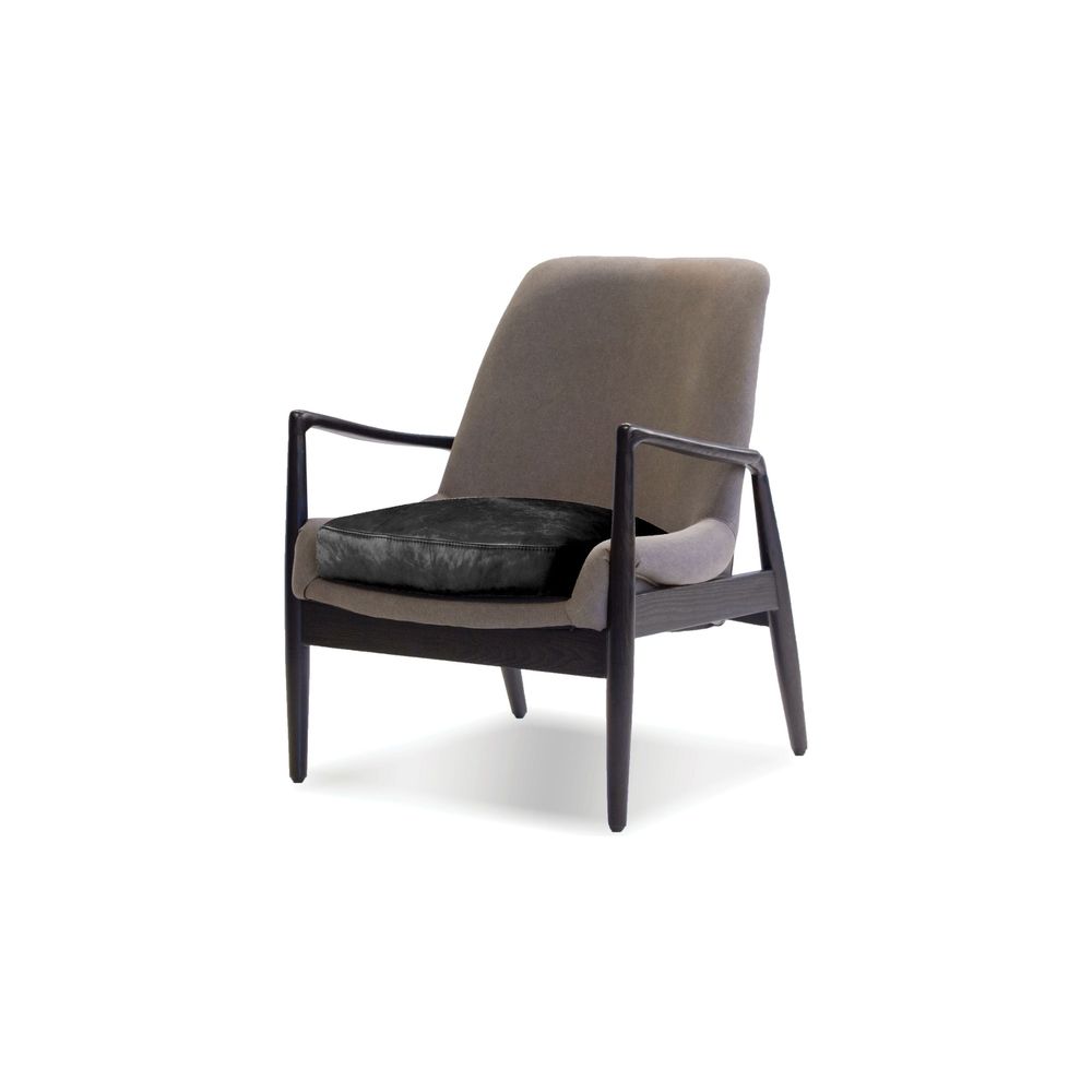 Lounge Chairs Reynolds Lounge Chair Ash Grey Seat, Black Leather Seat Cushion / Black Ash Wood Frame