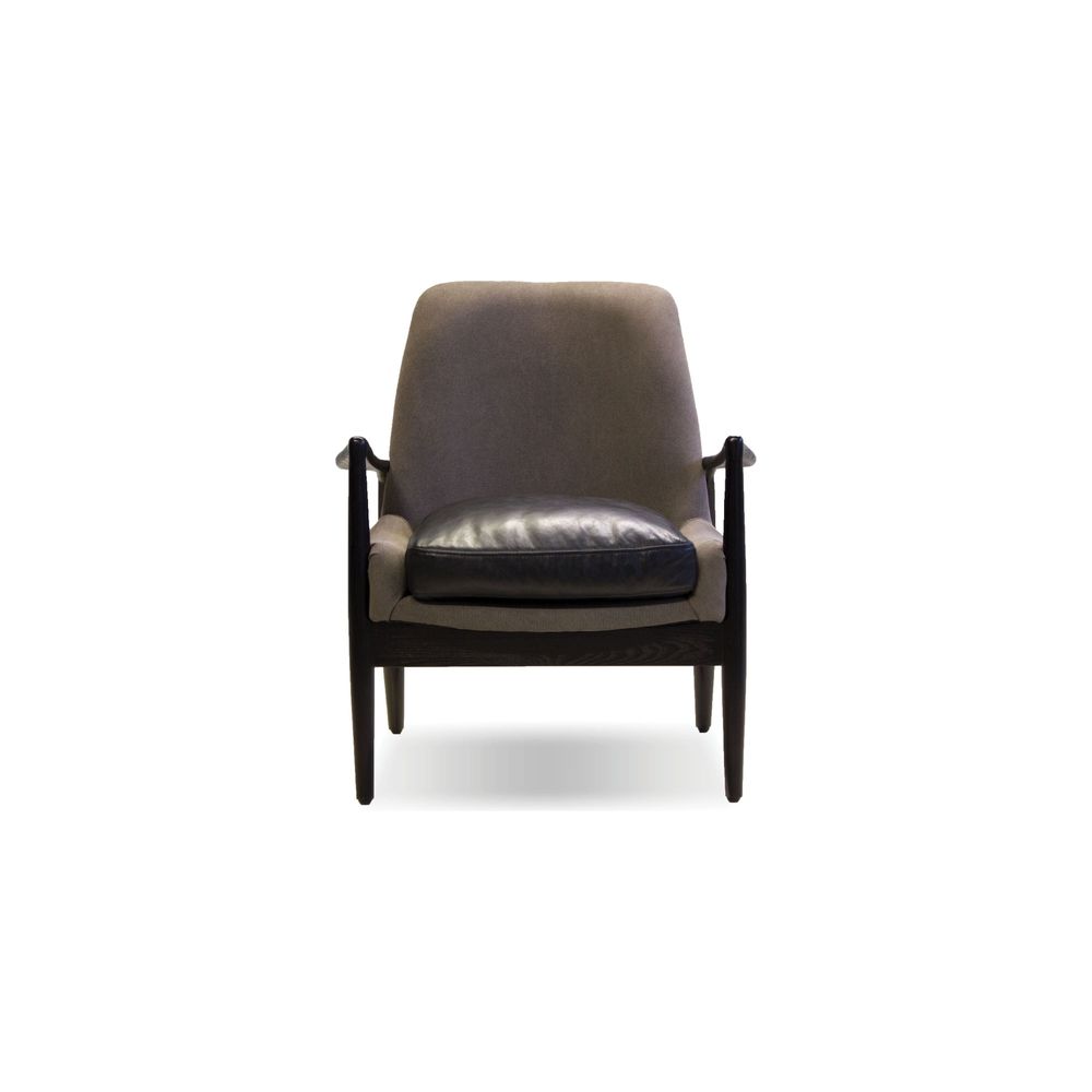 Lounge Chairs Reynolds Lounge Chair Ash Grey Seat, Black Leather Seat Cushion / Black Ash Wood Frame