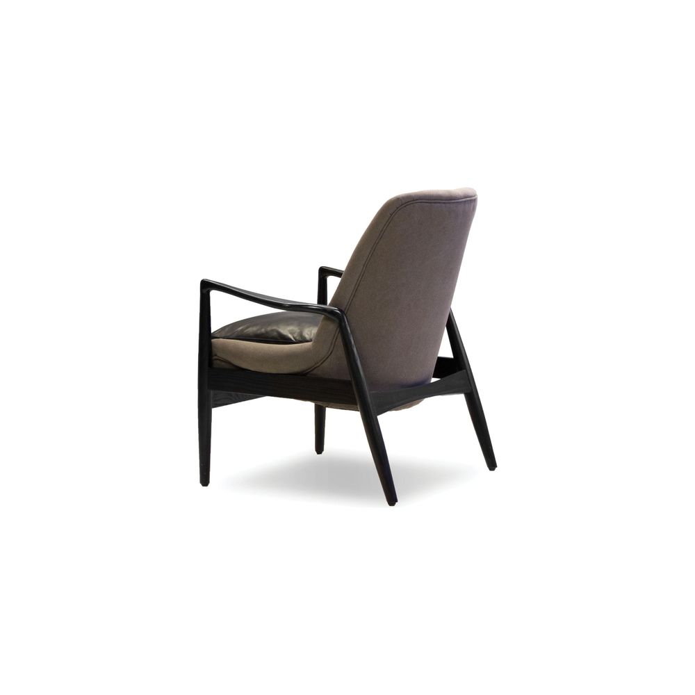 Lounge Chairs Reynolds Lounge Chair Ash Grey Seat, Black Leather Seat Cushion / Black Ash Wood Frame