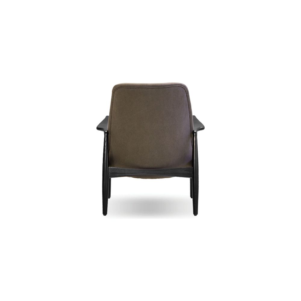 Reynolds Lounge Chair Ash Grey Seat, Black Leather Seat Cushion / Black Ash Wood Frame