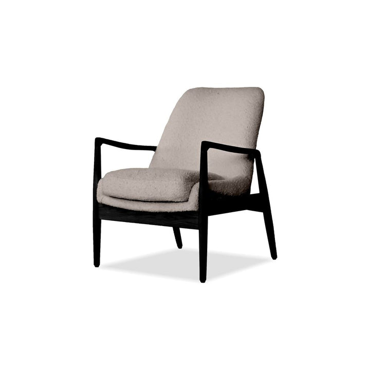 Lounge Chairs Reynolds Lounge Chair Smoke Boucle Fabric Black Ash Wood Frame