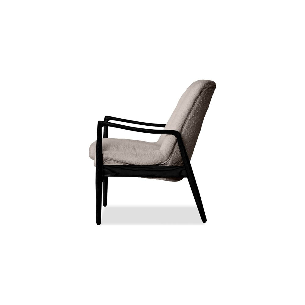 Lounge Chairs Reynolds Lounge Chair Smoke Boucle Fabric Black Ash Wood Frame
